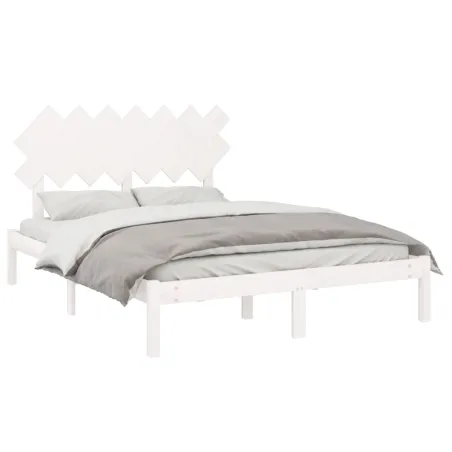 Cadre de lit sans matelas blanc 140x190 cm bois massif