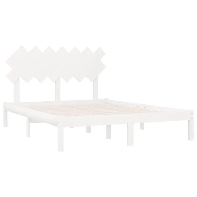 Cadre de lit sans matelas blanc 140x190 cm bois massif