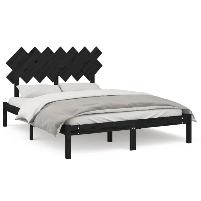 Cadre de lit sans matelas noir 140x190 cm bois massif