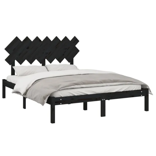Cadre de lit sans matelas noir 140x190 cm bois massif