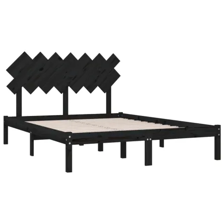Cadre de lit sans matelas noir 140x190 cm bois massif