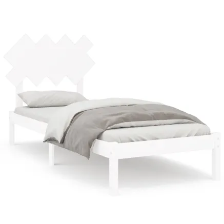 Cadre de lit sans matelas blanc 90x200 cm bois massif 2