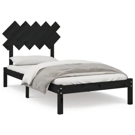 Cadre de lit sans matelas noir 100x200 cm bois massif