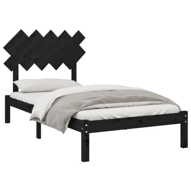 Cadre de lit sans matelas noir 100x200 cm bois massif