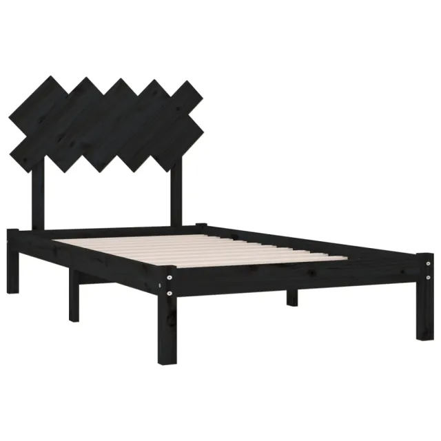 Cadre de lit sans matelas noir 100x200 cm bois massif