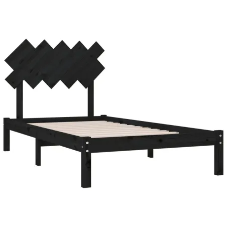 Cadre de lit sans matelas noir 100x200 cm bois massif