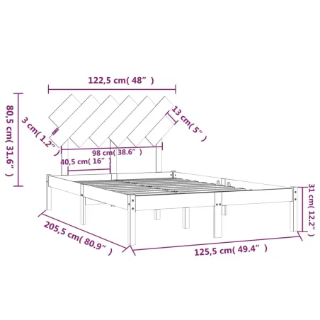 Cadre de lit sans matelas 120x200 cm bois massif