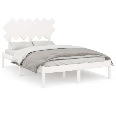 Cadre de lit sans matelas blanc 120x200 cm bois massif