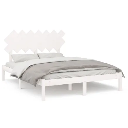Cadre de lit sans matelas blanc 140x200 cm bois massif 2