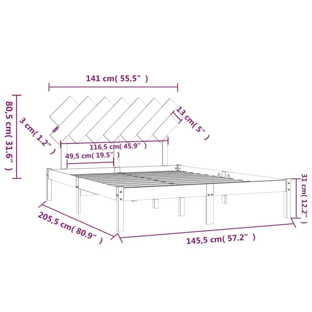 Cadre de lit sans matelas blanc 140x200 cm bois massif