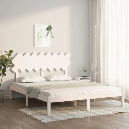 Cadre de lit sans matelas blanc 160x200 cm bois massif