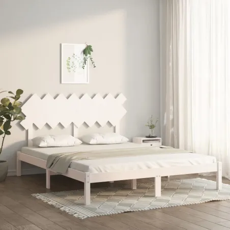 Cadre de lit sans matelas blanc 160x200 cm bois massif