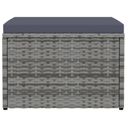 Tabouret de jardin avec coussin Gris Résine tressée 2