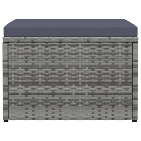 Tabouret de jardin avec coussin Gris Résine tressée