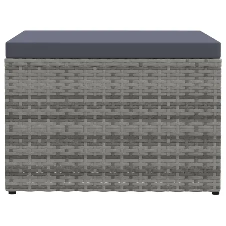 Tabouret de jardin avec coussin Gris Résine tressée