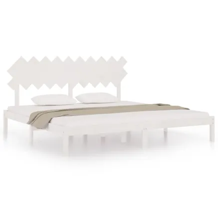 Cadre de lit sans matelas blanc 200x200 cm bois massif 2