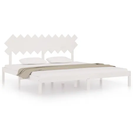 Cadre de lit sans matelas blanc 200x200 cm bois massif