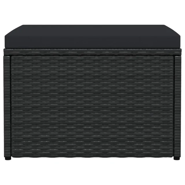 Tabouret de jardin avec coussin Noir Résine tressée