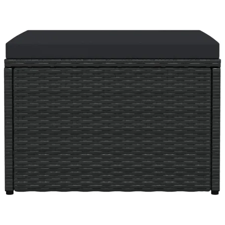 Tabouret de jardin avec coussin Noir Résine tressée