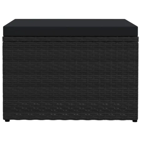 Tabouret de jardin avec coussin Noir Résine tressée