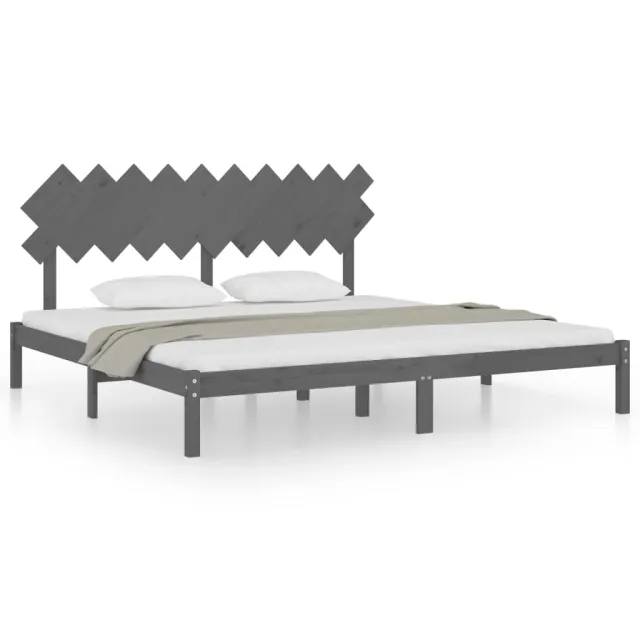 Cadre de lit sans matelas gris 200x200 cm bois massif
