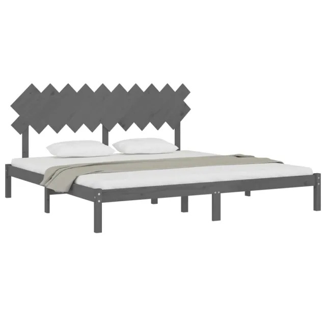 Cadre de lit sans matelas gris 200x200 cm bois massif