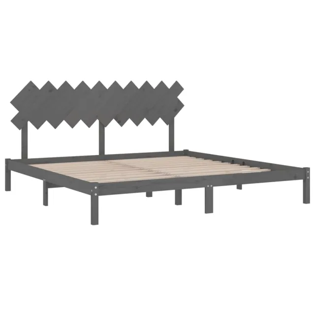 Cadre de lit sans matelas gris 200x200 cm bois massif