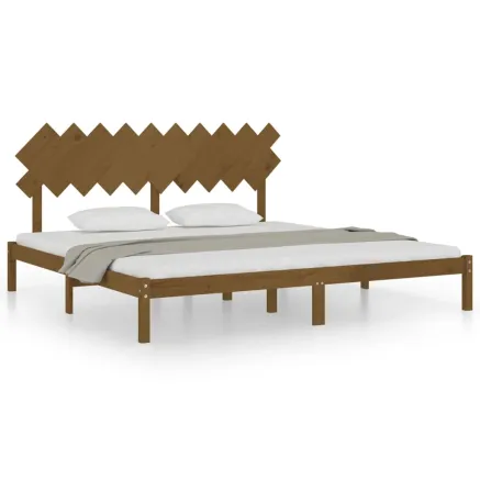 Cadre de lit sans matelas marron miel 200x200 cm bois massif 2