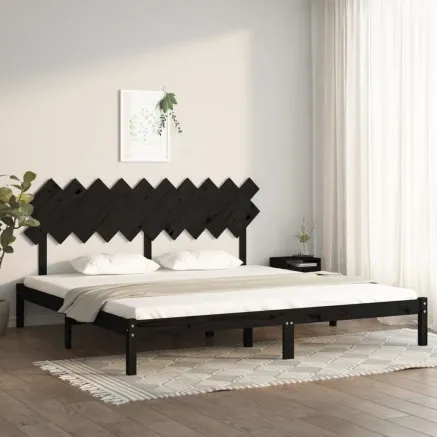 Cadre de lit sans matelas noir 200x200 cm bois massif