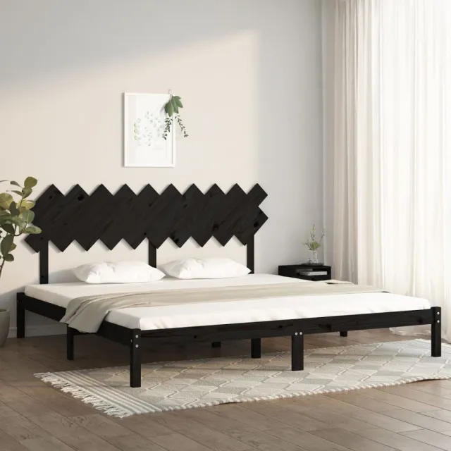 Cadre de lit sans matelas noir 200x200 cm bois massif