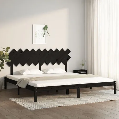 Cadre de lit sans matelas noir 200x200 cm bois massif
