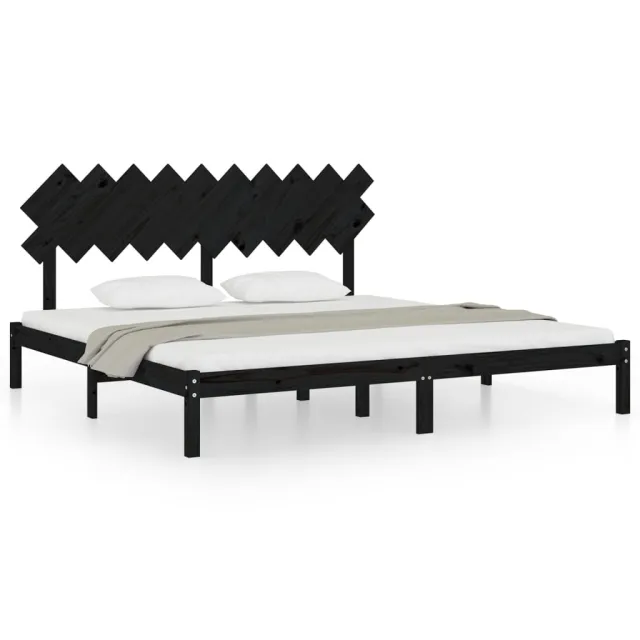Cadre de lit sans matelas noir 200x200 cm bois massif
