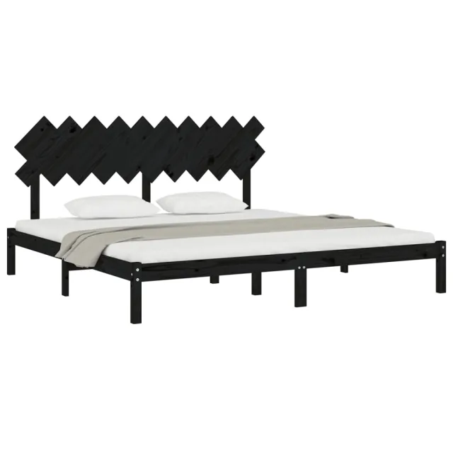 Cadre de lit sans matelas noir 200x200 cm bois massif