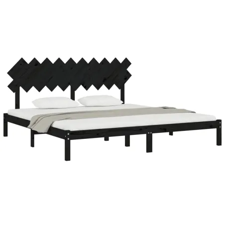 Cadre de lit sans matelas noir 200x200 cm bois massif