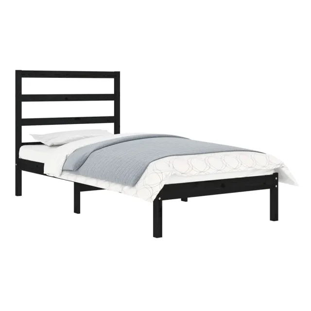 Cadre de lit sans matelas noir 75x190 cm bois massif