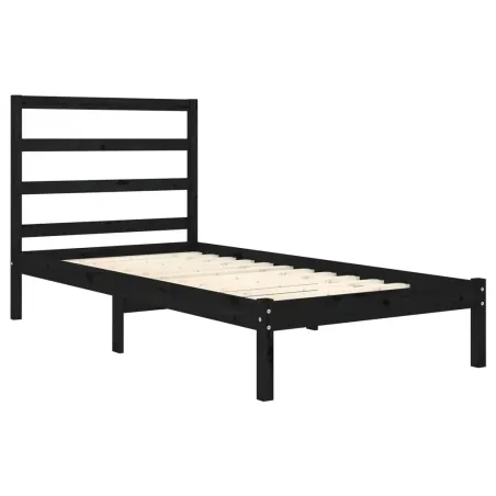 Cadre de lit sans matelas noir 75x190 cm bois massif