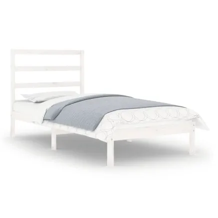 Cadre de lit sans matelas blanc 90x190 cm bois massif 2