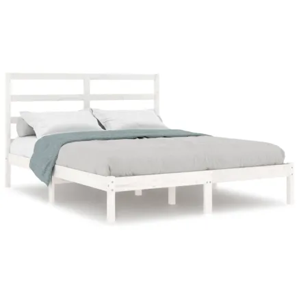 Cadre de lit sans matelas blanc 120x190 cm bois massif 2