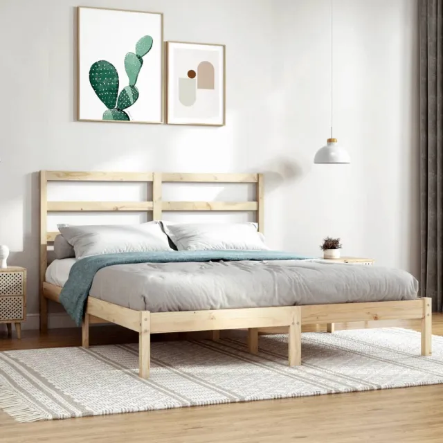 Cadre de lit sans matelas 135x190 cm bois massif