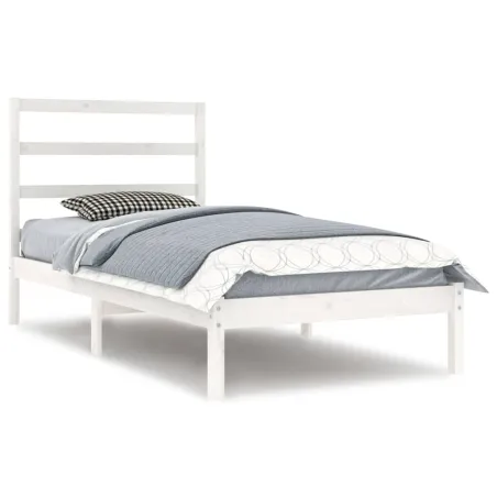Cadre de lit sans matelas blanc 90x200 cm bois de pin massif