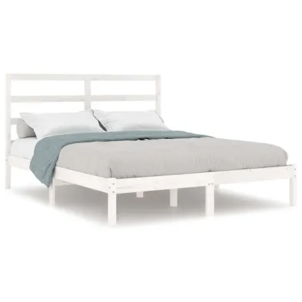 Cadre de lit sans matelas blanc 140x200 cm bois de pin massif 2