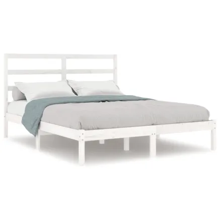 Cadre de lit sans matelas blanc 160x200 cm bois de pin massif 2