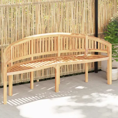 Banc de jardin en forme de banane 200 cm bois de teck solide