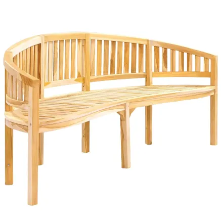 Banc de jardin en forme de banane 200 cm bois de teck solide 2