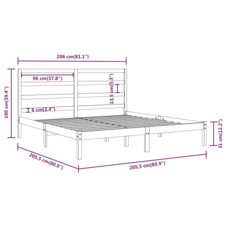 Cadre de lit sans matelas blanc 200x200 cm bois massif de pin