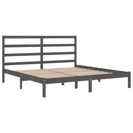 Cadre de lit sans matelas gris 200x200 cm bois massif de pin
