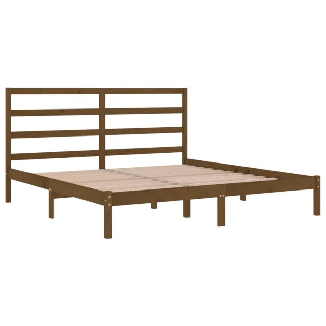 Cadre de lit sans matelas marron miel 200x200cm bois pin massif