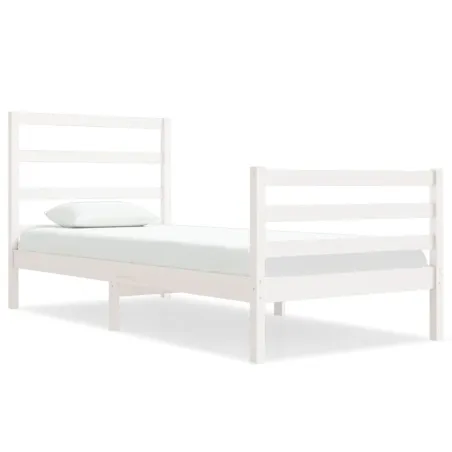 Cadre de lit sans matelas blanc bois de pin massif 90x190 cm