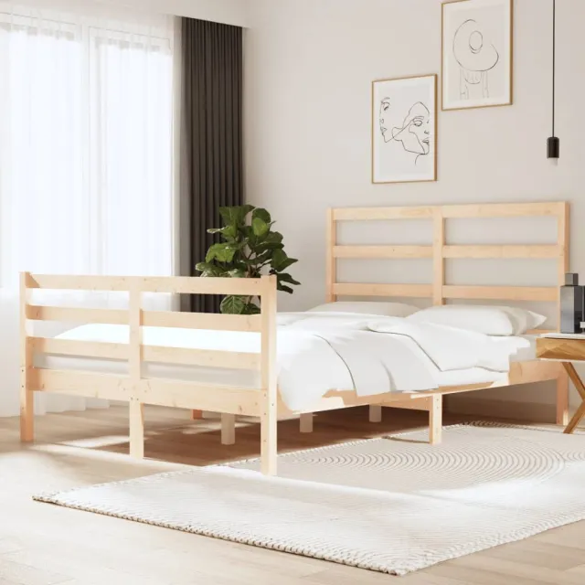 Cadre de lit sans matelas bois de pin massif 120x190 cm