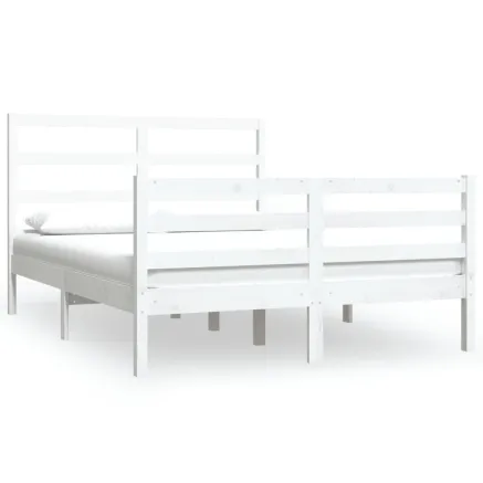 Cadre de lit sans matelas blanc bois de pin massif 120x190 cm 2